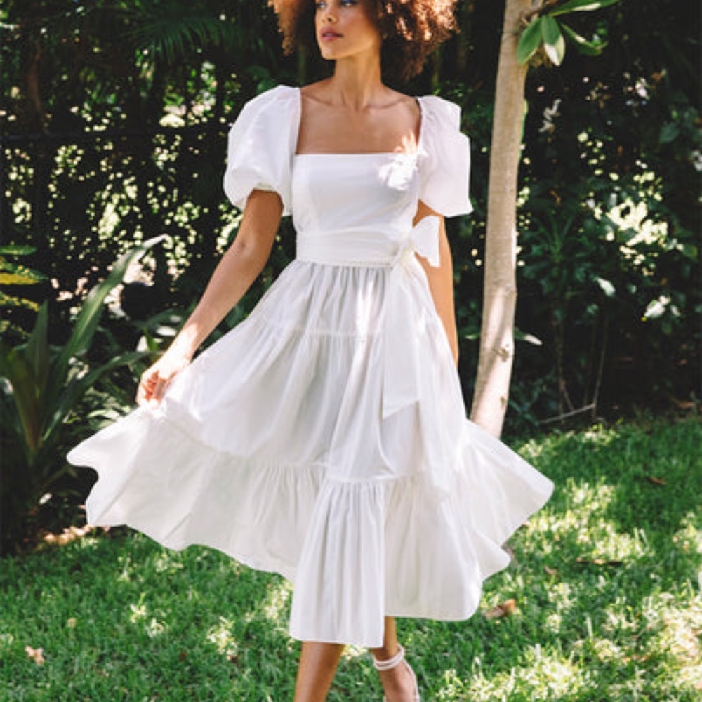 Cara Cara Sydney Puff-Sleeve Belted Dress